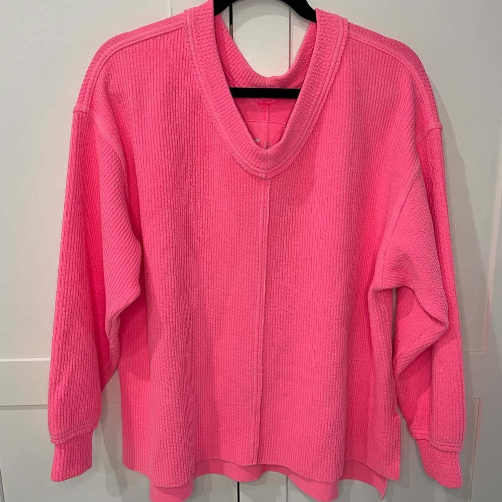 Aerie Neon Hot Pink Oversized Sweater - Picture 3 of 7
